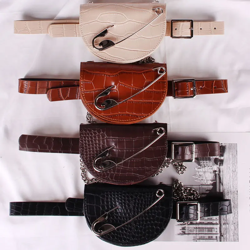 DAEYOTEN New Semi-circular Waist Bag Small Pin Saddle Bag Belt Alligator Female Fanny Packs Designer Purse Phone Pouch ZM0386