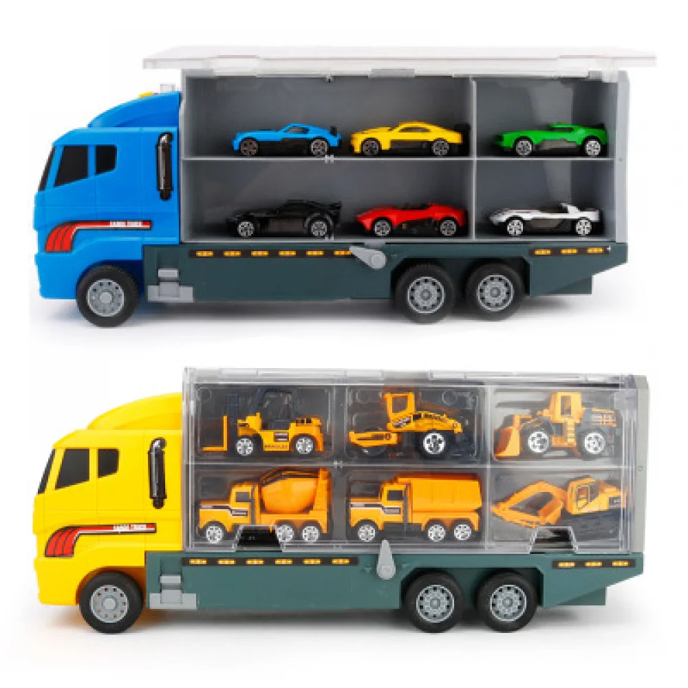 6PCS Truck Alloy Model Toys Car Diecast Container Truck Combination Engineering vehicles Educational Toy Kids Birthday Gift