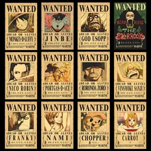 

10Pcs/set Anime One Piece Vintage Posters Children Room Living Wall Decoration Cartoons Pirate Wanted Paintings Stickers Toys