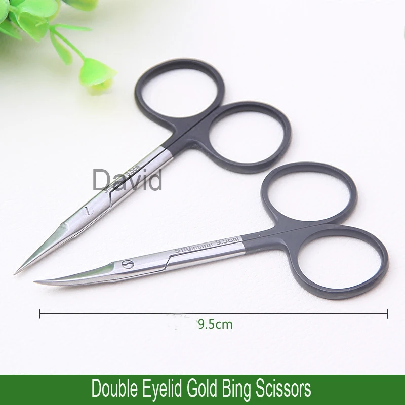 Korean style double eyelid scissors Gold handle Stainless steel fine sharp instruments Beauty scissors surgical instruments cornea scissors