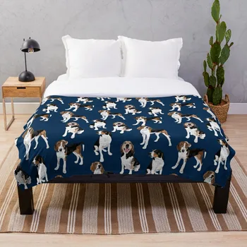

Treeing Walker Coonhound on Navy Throw Blanket Soft Sherpa Blanket Bed Sheet Single Knee Blanket Office Nap Blanket
