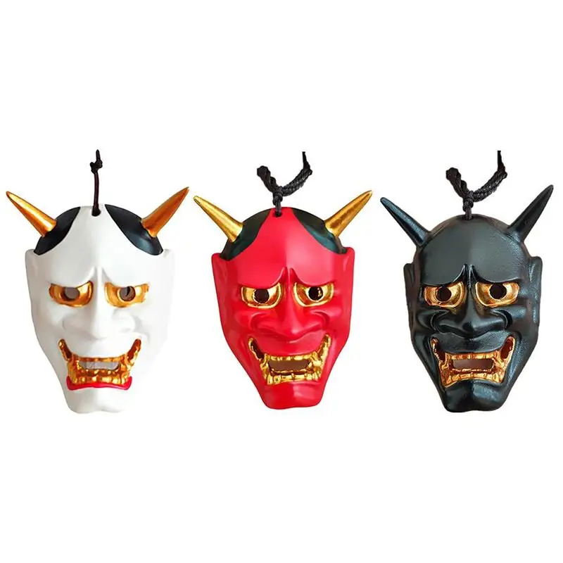 

Car Pendant Japanese Evil Demon Hanging Ghost Hannya Rear View Mirror Mounted Ghostly Warrior Pendant Necklace Car Interior