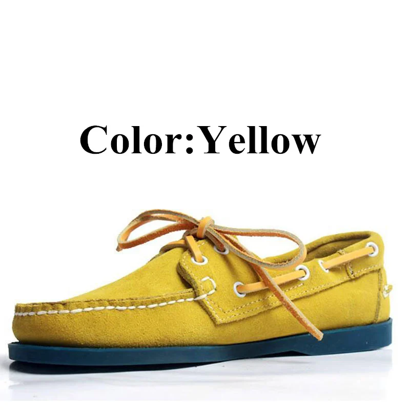 Yellow Docksides/классические мужские и женские мокасины из натуральной кожи; большие размеры; темно-синие, черные, коричневые брендовые лоферы на плоской подошве; 2019A045 - Цвет: Yellow