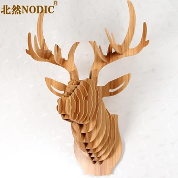 

Deer head wall hanging Nordic living room porch wealth wall decoration solid wood deer animal hanging creative wall decoration