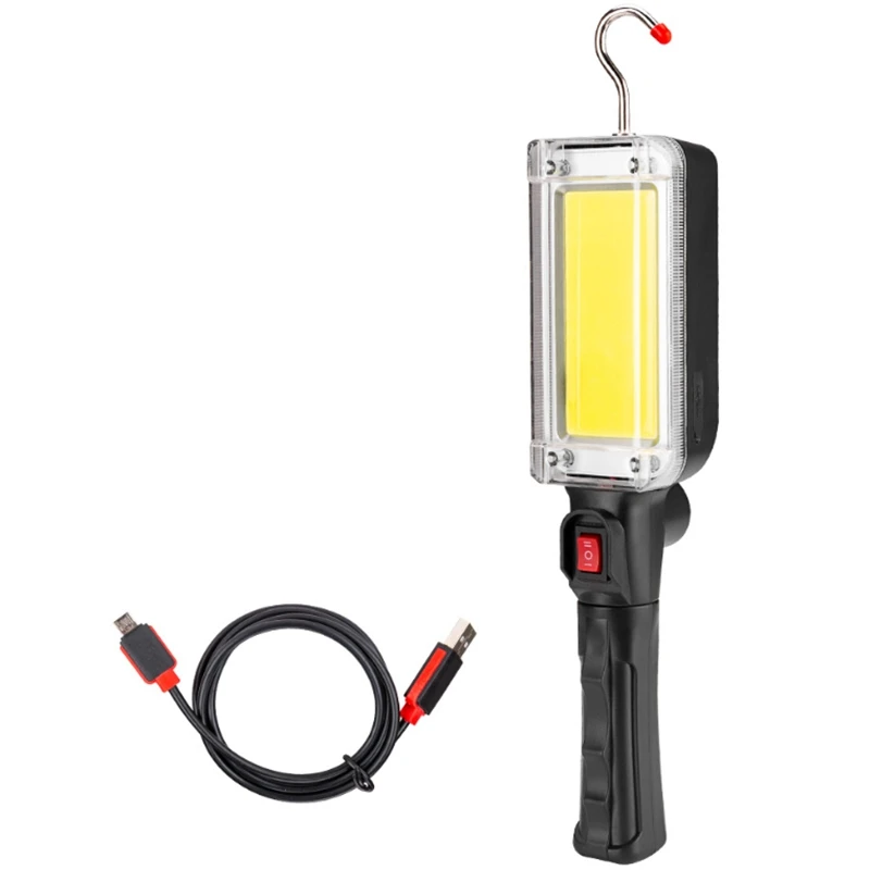 

Usb Rechargeable And Durable Magnetic Hook Bracket Led Camping Light Handheld Flashlight Work Check Light