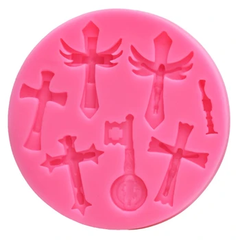 

Cross Shape Keychain Silicone Mold Cross Pendant Fondant Mold Pudding Cupcake Cake Topper Decoration Mould Craft Tools