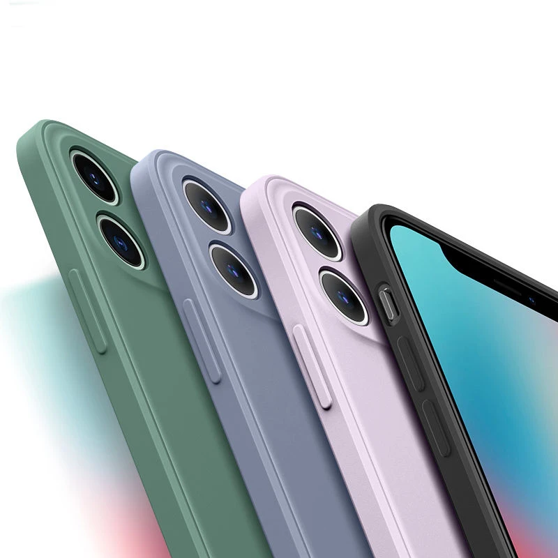 Square Straight Edge Silicone Case For Iphone 12 11 Pro Xs Xr X 7 8 6