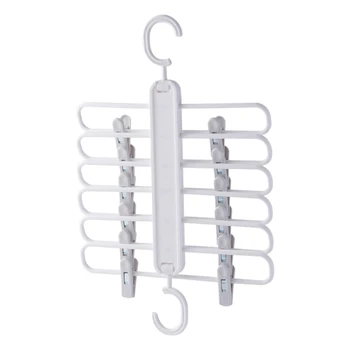 

2020 New Multi-layer Drying Rack Magic Hanging Clothes Pant Hanger Rack Multifunction Trousers Organizer with Clips Storage