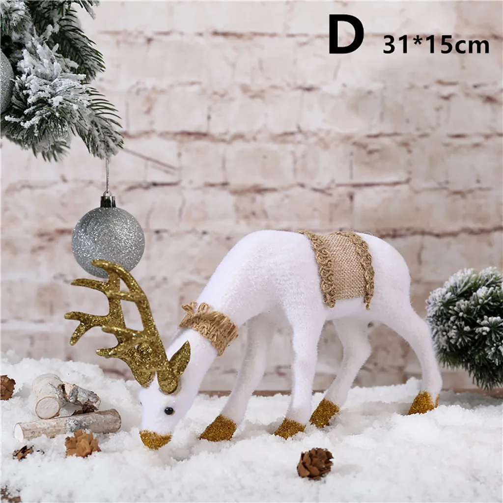 Новые Рождественские Подвески, 1 шт., Рождественский Белый олень, имитация оленя, украшение для дома, лося, кукла, модель животного 1022#30 - Цвет: D