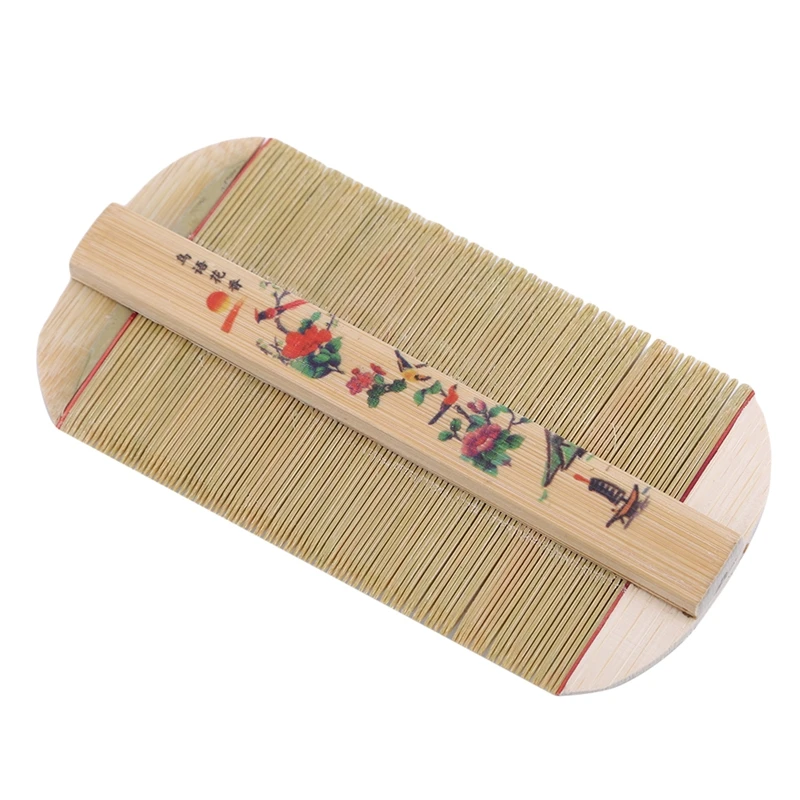 

2 Color Chinese Traditional Bamboo Lice Comb Handmade Dense Comb Rose Remove Itching Scraping Head Flea Cootie Combs