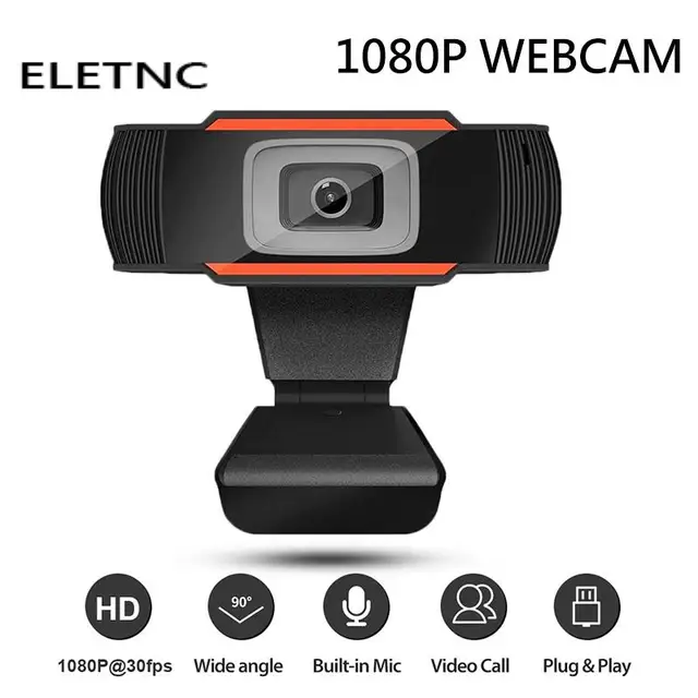 Cámara Web Full HD 1080P con micrófono, Webcam con USB, Plug And Play, videollamada, para PC, ordenador, escritorio, Gamer, Webcast 1