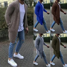 Размера плюс Повседневное однотонные Для мужчин кардиган уличной вязаные свитера с длинным рукавом Осень Для мужчин s Slim Fit свитер пальто