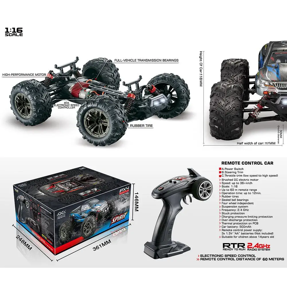 For XINLEHONG TOYS RC Car 9135 2.4G 1/16 4WD 36km/h Electric RTR High Speed SUV Vehicle Model Radio Remote Control Toy X7