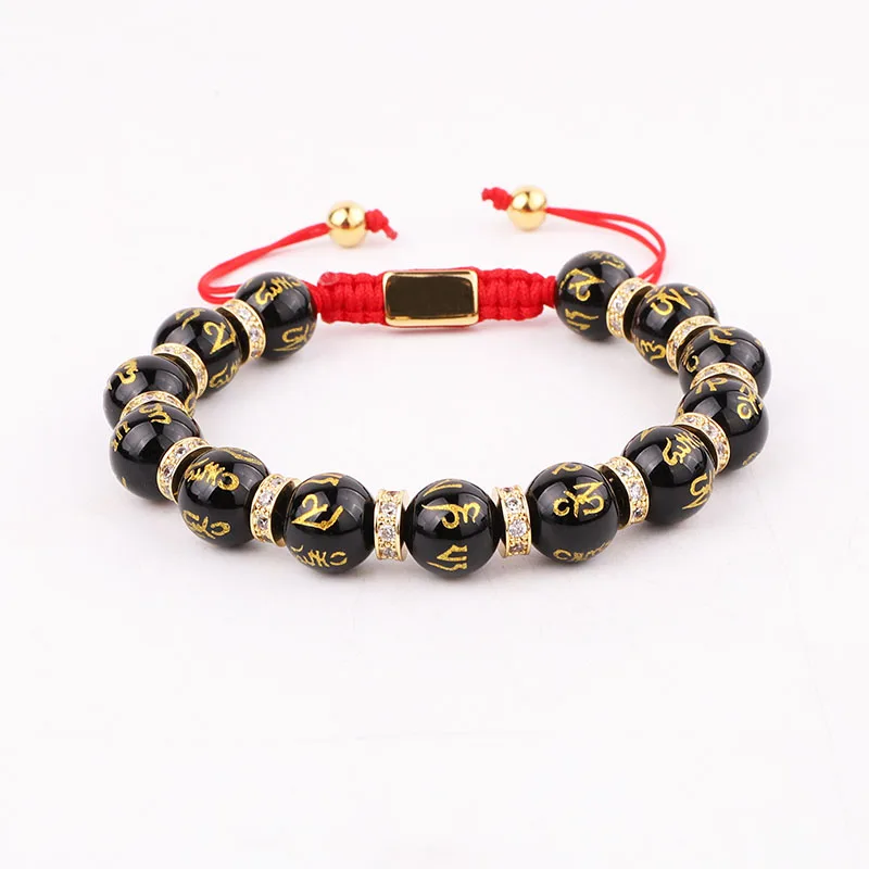 New Design Natural Stone Tibetan Agate Beads CZ Charm Macrame Adjustable Luxury Bracelet Women Men