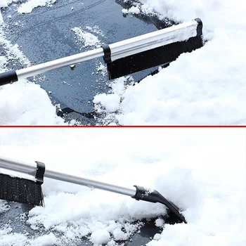 

Hot Telescopic Car Snow Brush Windshield Snow Removal Sturdy Aluminium Design Retractable Dual Purpose Shovel Ice Scraper For Ca