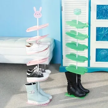 

Floor-standing Shoe Organizer Animal Pattern Holder Stand Storage Capacity Home Integral Storage Simple Plastic Double Shoe Rack