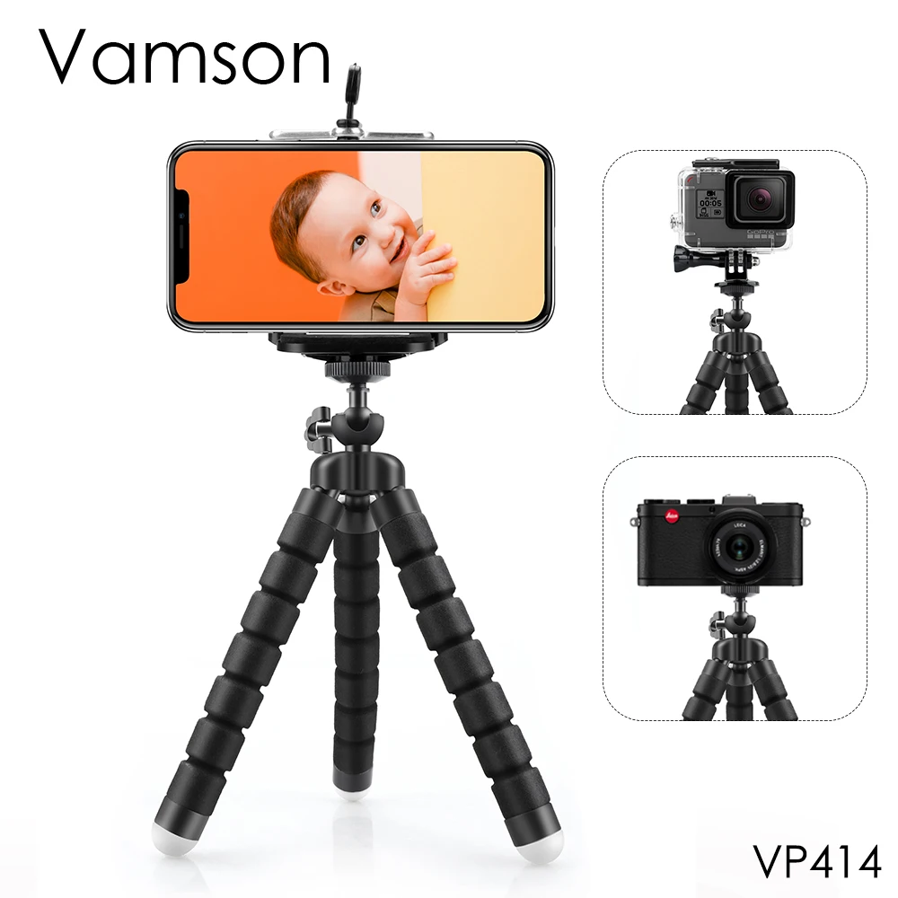 

Vamson for GoPro Hero 7 6 5 4 3 + 2 1 Accessories Flexible Mini OctopusTripod with Screw Phone Clamp for Millet for yi 4k VP414