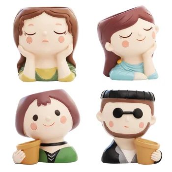 

Resin Succulent Planter Flower Pot Cartoon Character Shape Desktop Decorative Planter Cactus Bonsai Pots Home Garden Decor