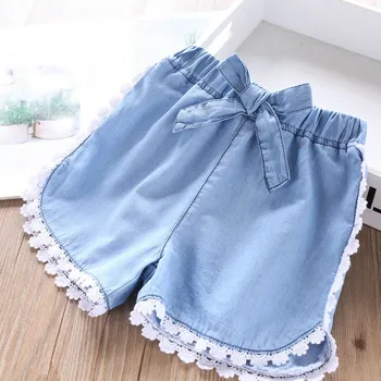 

2020 Spring and Summer Girls Lace Bow Cowboy Shorts Childrenswear Wholesale