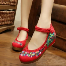Модная женская парусиновая обувь на плоской подошве с вышивкой в китайском стиле; женская традиционная танцевальная обувь с цветочным принтом; большие размеры; костюмы для косплея Hanfu