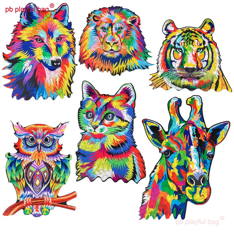 

PB игривая сумка деревянная коробка Асимметричная форма эстетика своими руками головоломка строительные блоки Забавное Животное моделирование детские игрушки подарок UG139