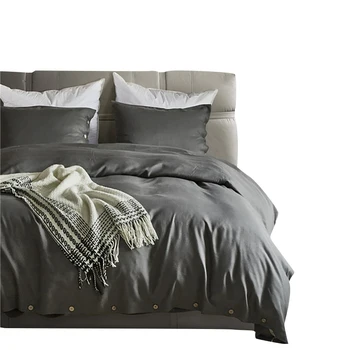 

Solid Color Bedding Set 2/3 Pcs Duvet Cover Pillowcase Button Bed Linen Comforters For Twin Queen King Size Bed Set Decor Qulit