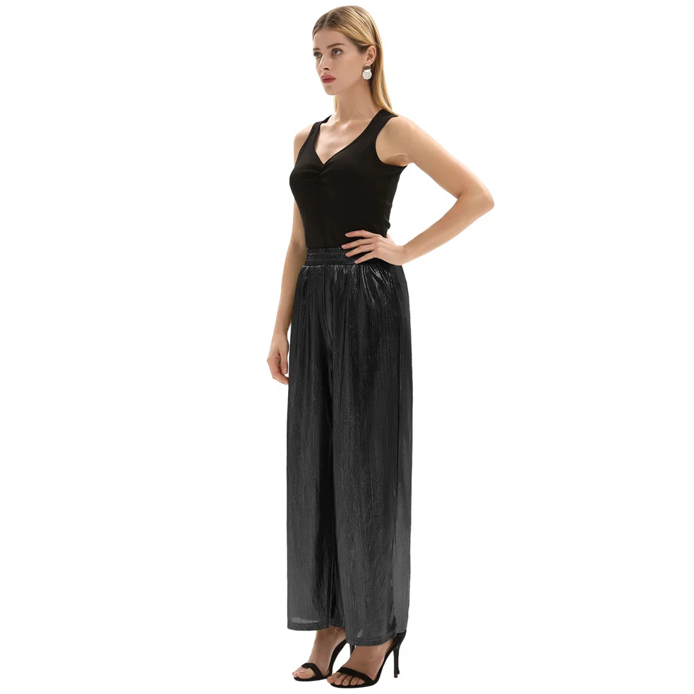 Trend High Street Loose Palazzo Pants Office Lady Wide Leg Trousers Women Elegant OL Style Fashion Flare Pants