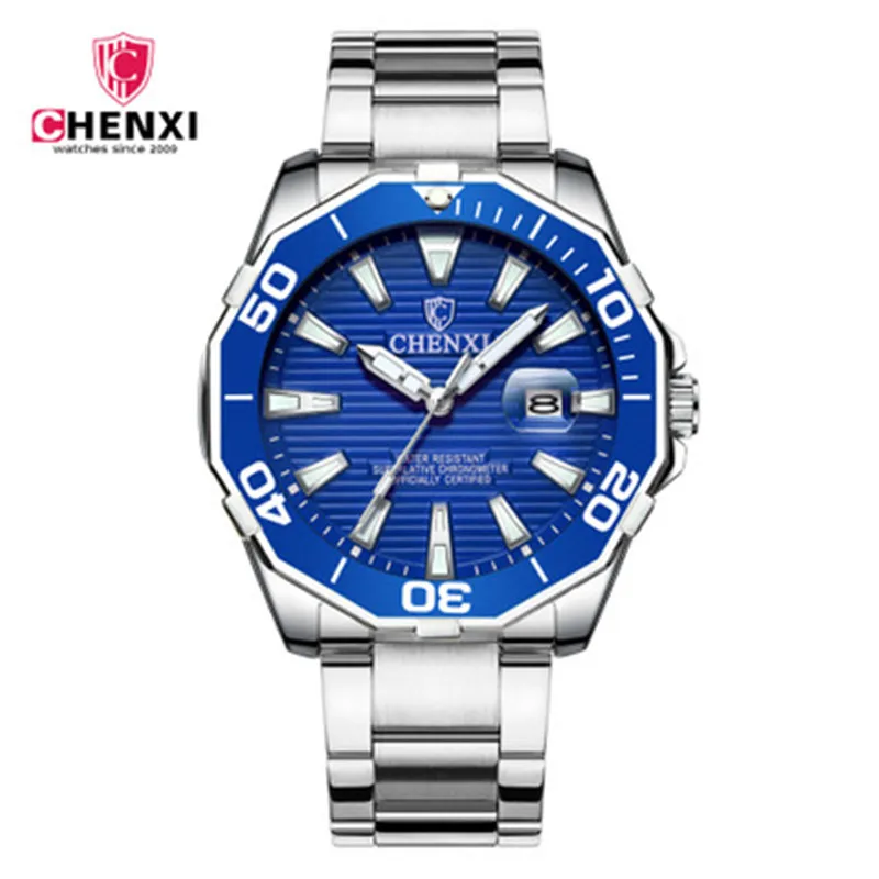 

Men Fashion Dial Calendar Display Quartz Watch Business Luxury Sport Waterproof Blue Clock Stainless Steel Wristwatches Relojes