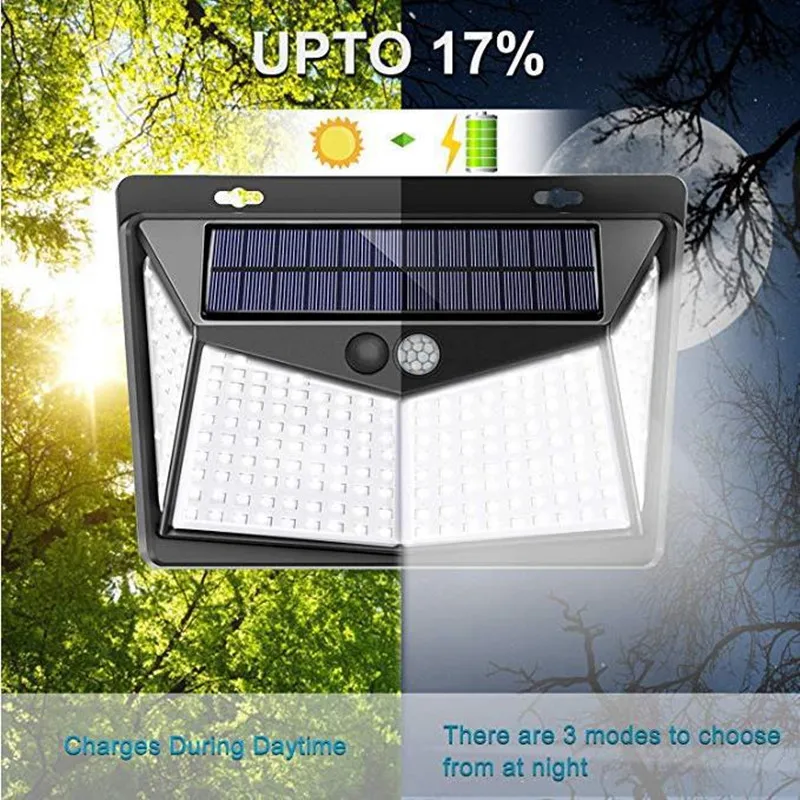 Solar Lamp 208LED Outdoor Solar Light Motion Body Sensor Solar Powered Spotlight 3 Modes Sunlight For Courtyard Street Lamp