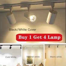 COB светодиодный Трековый светильник 220V 12/20 Вт, 30 Вт, 40 Вт регулируемый Точечный светильник Алюминий потолочный рельсы для Кухня магазин