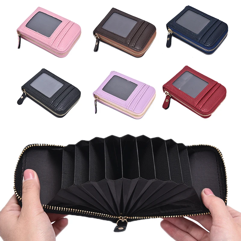 1Pc Unisex Lady Men Wallet Credit Card Case Holder Leather Blocking Zip Pocket