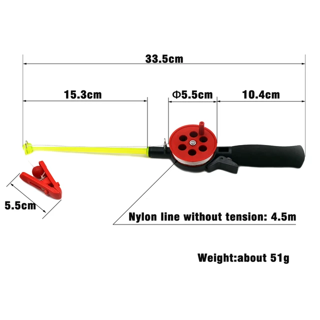 MNFT 1Pcs Mini Plastic Winter Shrimp Ice Fishing Rod & Reel Plastic / Foam  Handle 33cm Outdoor