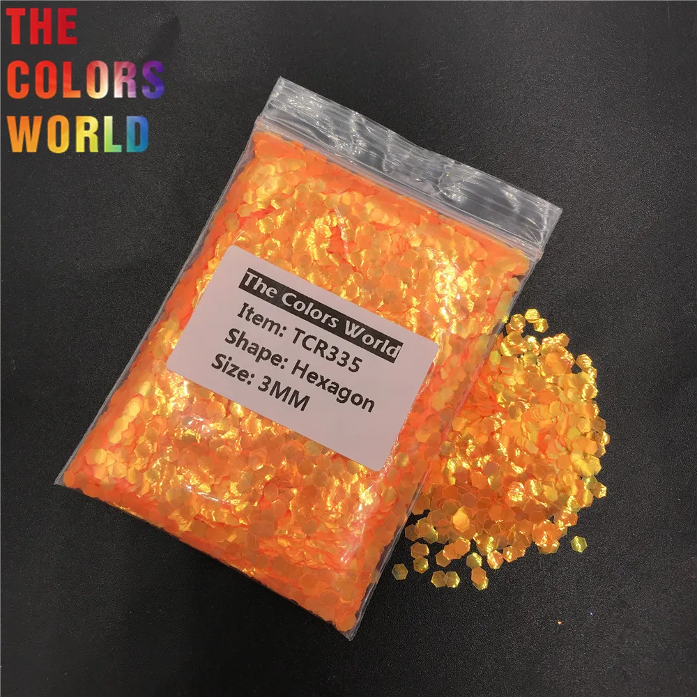 

TCR335 Iridescent Rainbow Golden Yellow Orange Color Hexagon Shape Nail Glitter Art Decoration Body Glitter Henna Handwork DIY