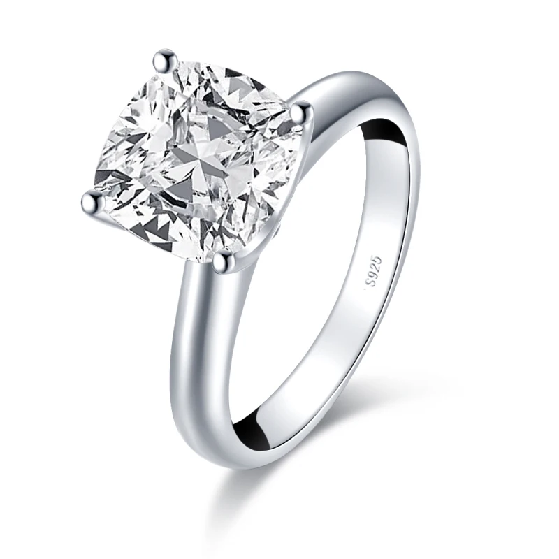 

Cushion 3.5 Carat Moissanite 925 Sterling Wedding Ring Four Prong Setting Women Wedding Bands