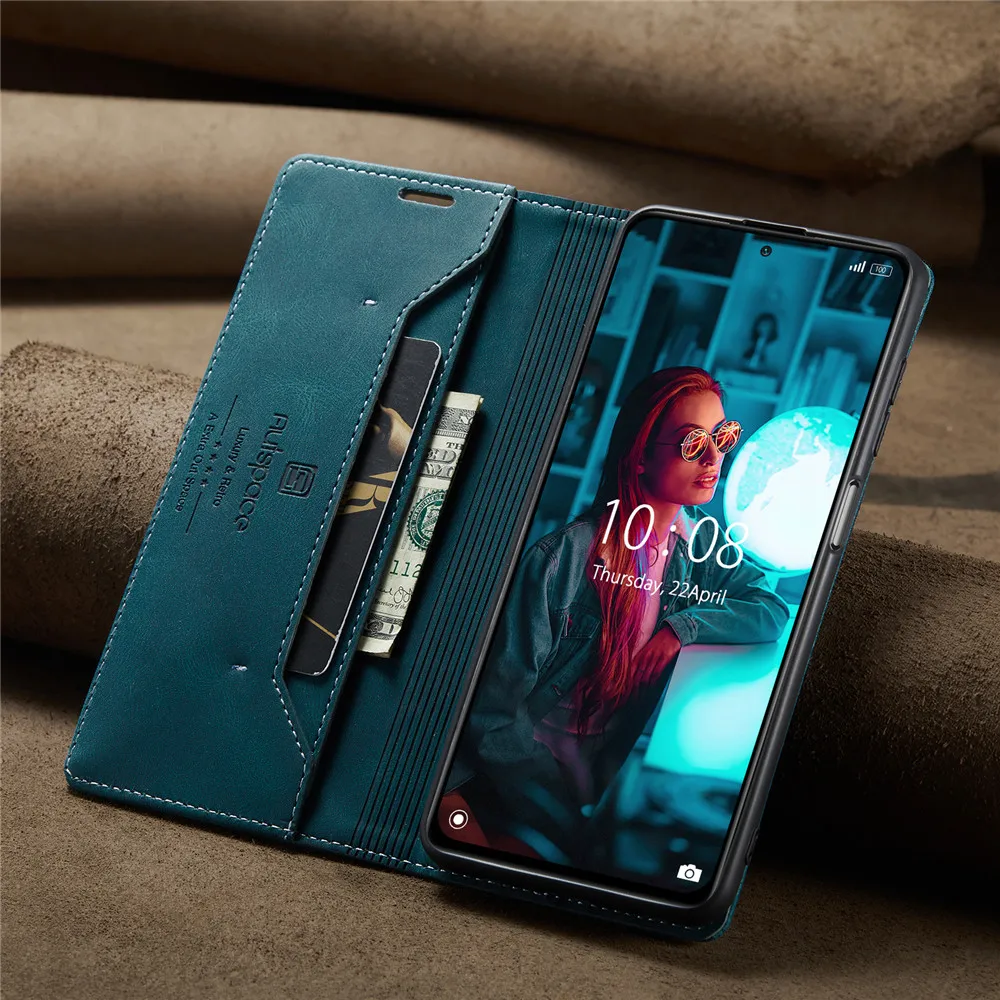 Redmi Note 10 Pro 케이스 지갑 마그네틱 카드 플립 커버, Redmi Note 10 11 12 Pro Note 10s Pro 케이스, 럭셔리 가죽 휴대폰 커버
