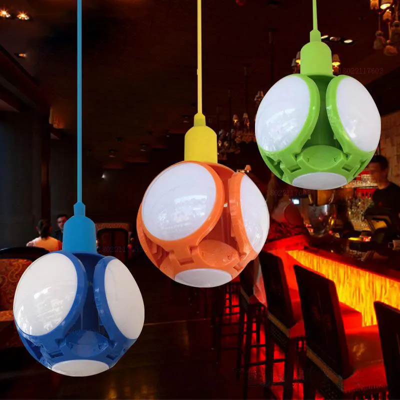 Adjustable Deformable Football Light LED UFO Ball Bulb E27 Ceiling Bar Lamp for Bedroom Study Living Room Home Decor 5 Colors