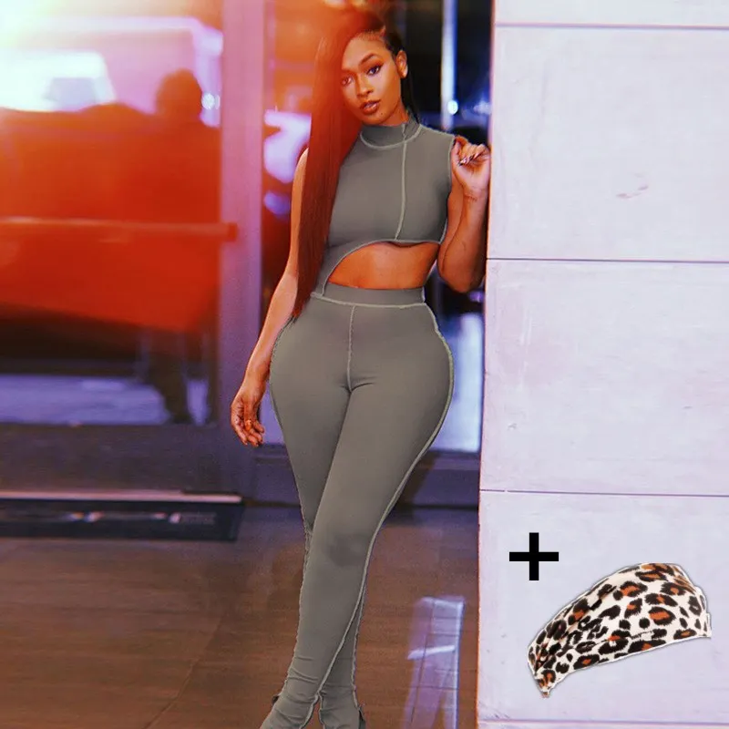 

sleeveless elastic leggings two 2 pieces set 2020 women fashion stretchy casual Yoga set High Waist Legging Pants Workout Suit