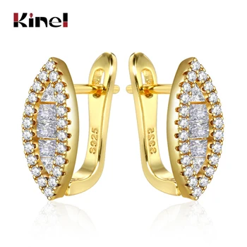

Kinel New Trendy Cubic Zirconia Eye Shape Stud Earrings For Women Fine Jewelry Dubai Gold Earrings Exquisite Jewelry For Gift