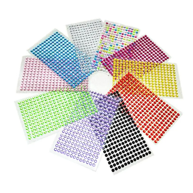 

5 sheet Party and Festival DIY Sticker 6mm Rhinestones Acrylic Crystal Sticker Decal Decorative Self Adhesive Flat stickers