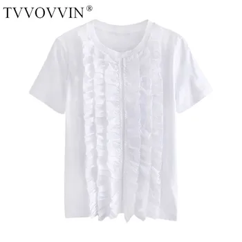 

Loose Ruffle Pleated Women Tshirt 2020 Spring Elegant Pullover Small Fresh Casual Loose Goddess Fan Style Tee Top ZLL4966