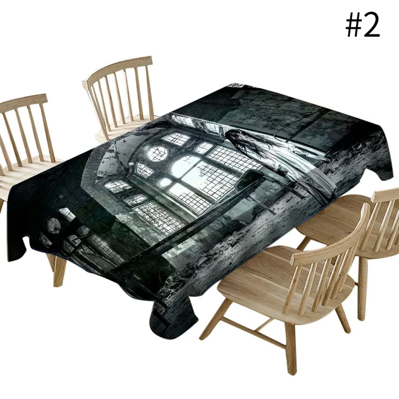 Halloween Tablecloth Polyester Tablecloth Skull Table Cover Mildew-proof Tablecloth Waterproof Table Cover for Halloween Party