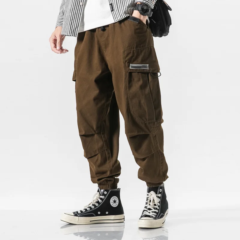 

Wu Navigation Bib Overall Men And Women Popular Brand Japanese-style Retro Multi-pockets Casual Hip Hop Loose-Fit Wide-Leg Draws