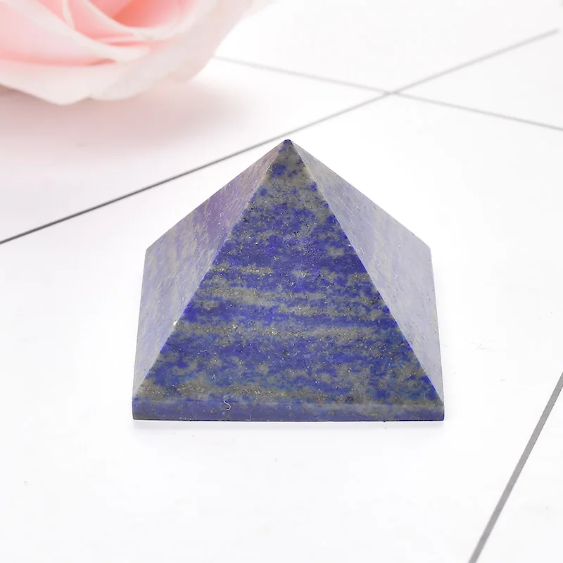 

Natural Lazuli Pyramid Gemstone Reiki Chakra Crystal Point Healing Stone Handmade Crafts Polished Natural Quartz Energy Tower