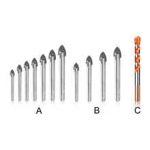 

4 Pieces Tile Drill Bit Triangular Alloy Ceramic Drilling Tool Portable Replacement Glass Punching Head