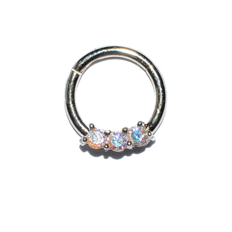 N(1.2X8mm) 1 шт. хирургическая стальная шарнирная перегородка кликер сегмент носа кольцо губы уха хряща Daith пирсинг тела унисекс ювелирные изделия 16 г - Окраска металла: N(1.2X8mm)