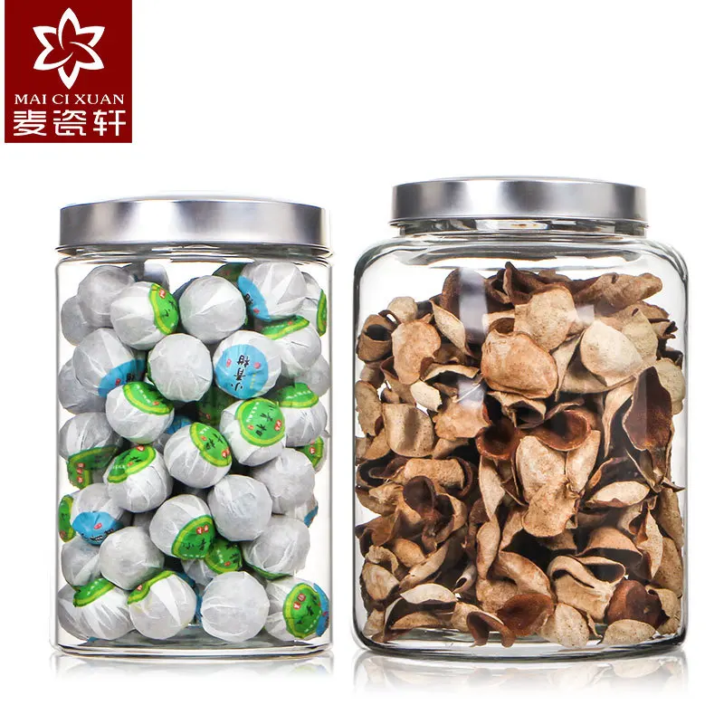 

Transparent Glass Tea Leaf Seafood Tangerine Peel Tank Large-Volume Sealed Bottle Green Orange Chinese Medicinal Crop Seafood Di