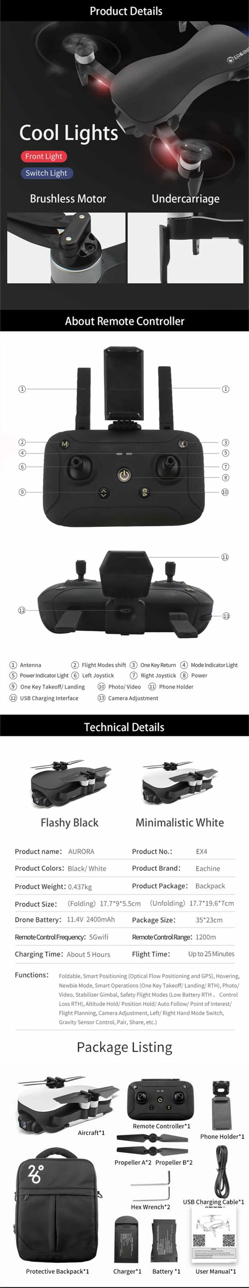 Eachine EX4 5G WI-FI FPV gps с 4K HD Камера 3-осевой стабильный Gimbal точка интересных полет RC Дрон Квадрокоптер RTF