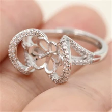 925 Sterling Silver DIY Pearl Ring Mountings Handmade Jewelry Making Gemstone Beads Holder Ring Settngs for Women Adjustable
