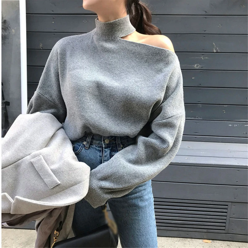 Neophil Over Size Knitted Sweater Pullover Long Batwing Sleeve Halter Collar 2019 Women Winter Loose Fashion Pullover W9123 Neophil Over Size Knitted Sweater Pullover Long Batwing Sleeve Halter Collar 2019 Women Winter Loose Fashion Pullover W9123