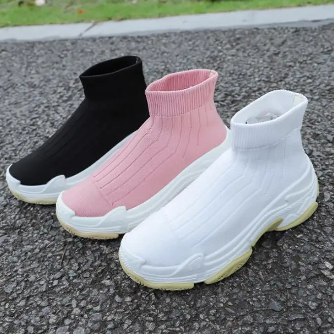 

okkdey Autumn Designer Hot Sale Triple S Old Daddy Socks Shoes Women Bottom Fashion Elastic Flying Woven Mesh Woman Casual Shoes Ladies Sneakers Trainers Zapatos De Mujer